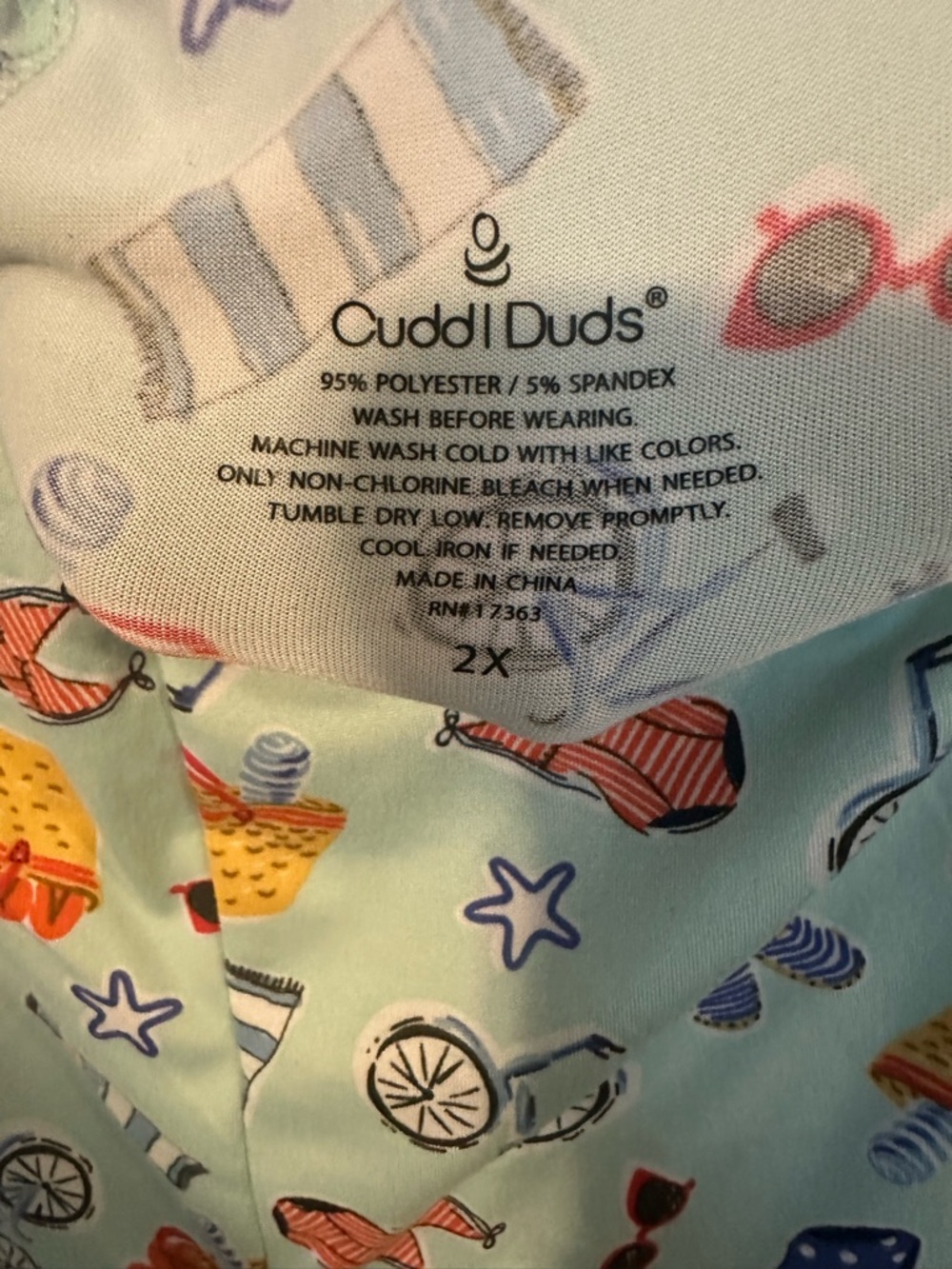 Cuddl Duds Light Blue Beach Print Pajama Set - Picture 4 of 6
